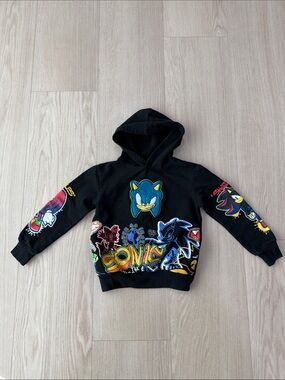 Sonic The Hedgehog Kids Hoodie Size 6/7 Black Graphic Sega Freeze
